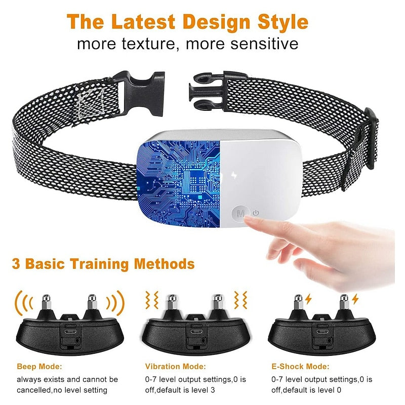 NovaPup Rechargeable Waterproof Bark Collar — Touchscreen Interface