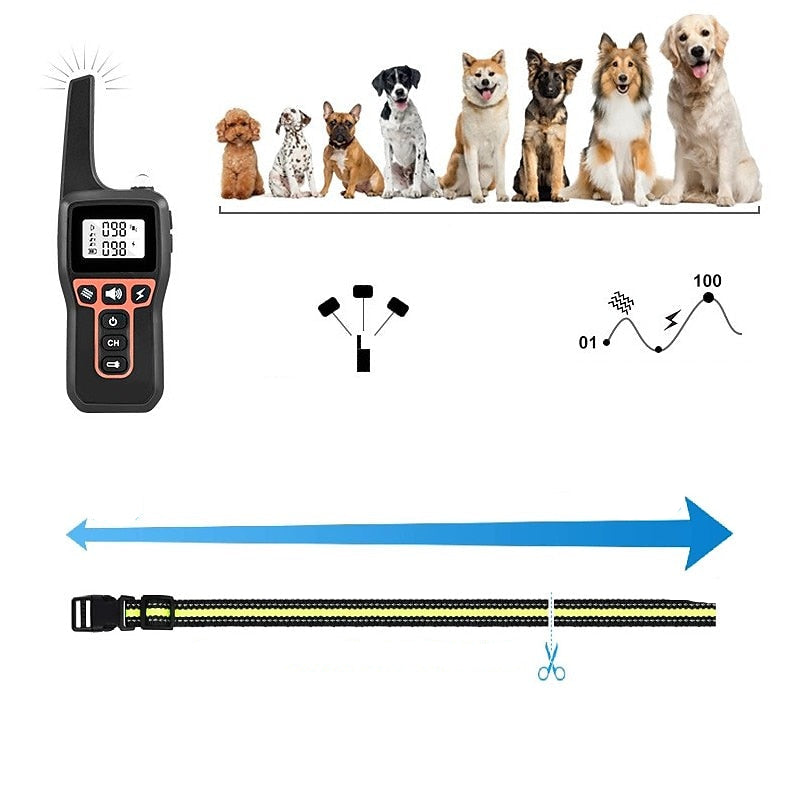 Coleira de treino para cães, recarregável e à prova de água — Alcance de 1000 m
