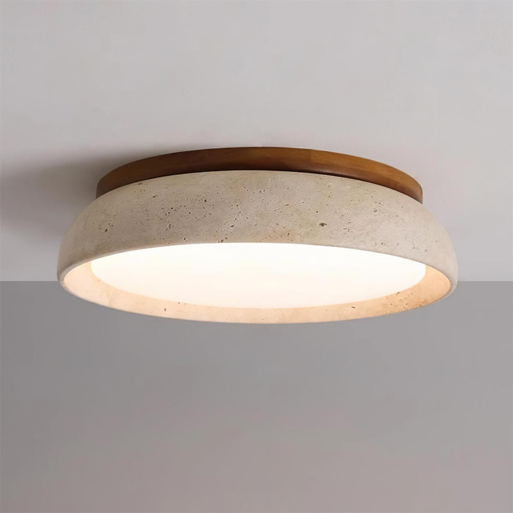 Aureli Wooden Base Ceiling Light — Natural Travertine Finish