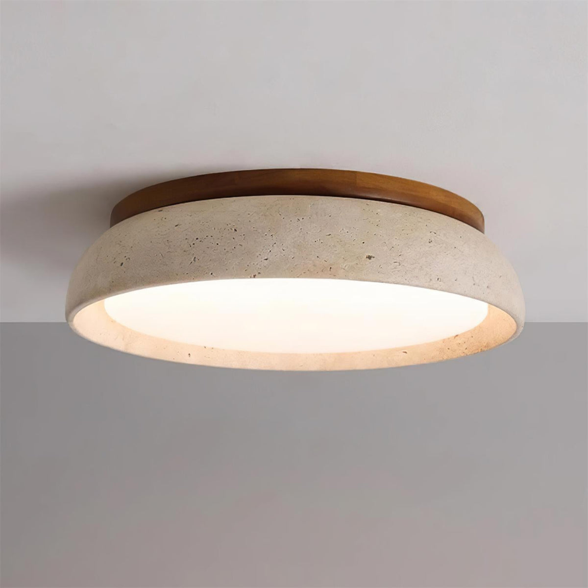 Aureli Wooden Base Ceiling Light — Natural Travertine Finish