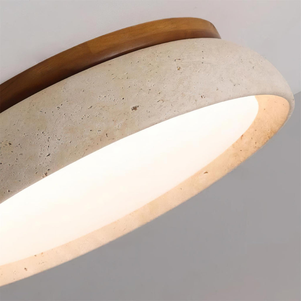Aureli Wooden Base Ceiling Light — Natural Travertine Finish
