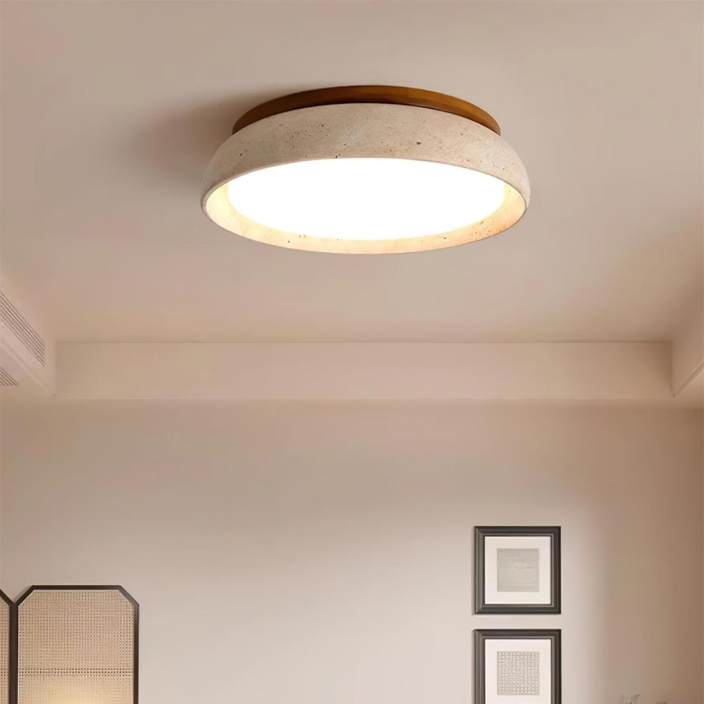 Aureli Wooden Base Ceiling Light — Natural Travertine Finish