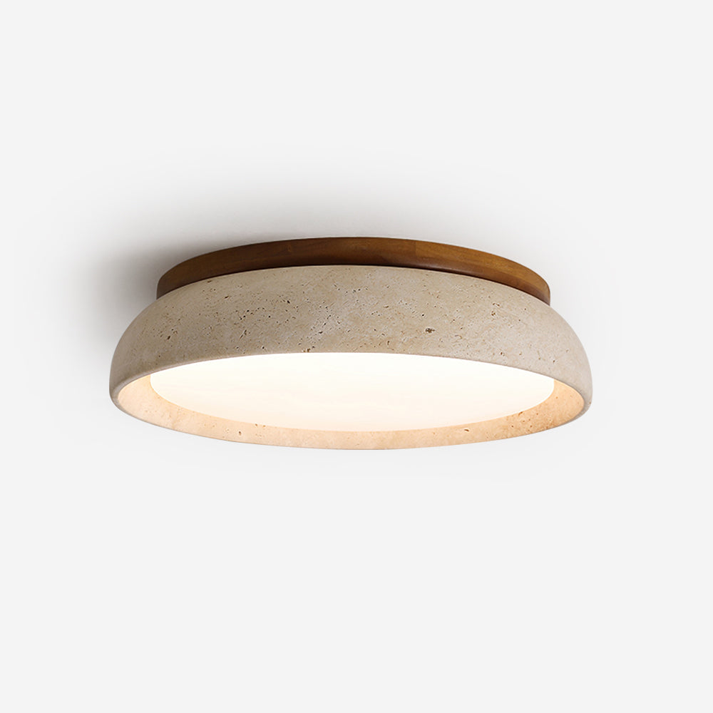 Aureli Wooden Base Ceiling Light — Natural Travertine Finish