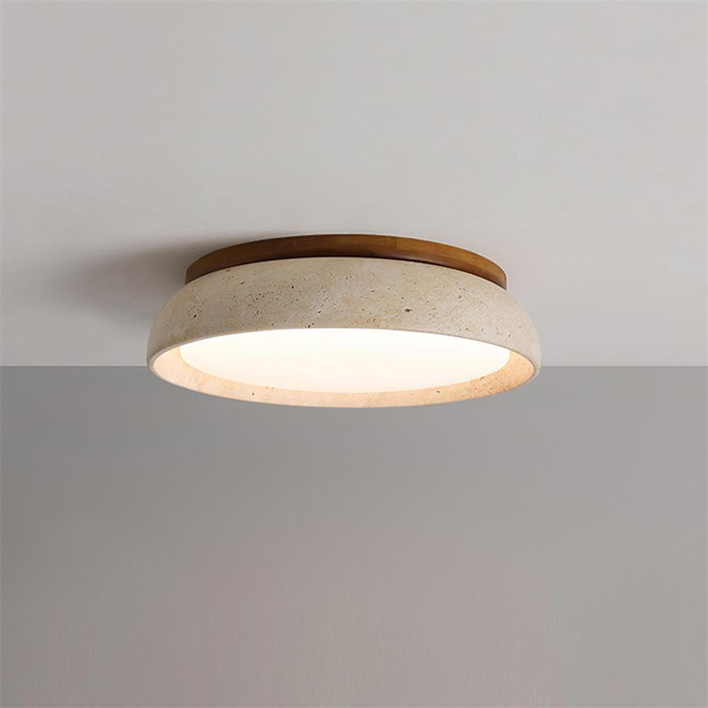 Aureli Wooden Base Ceiling Light — Natural Travertine Finish