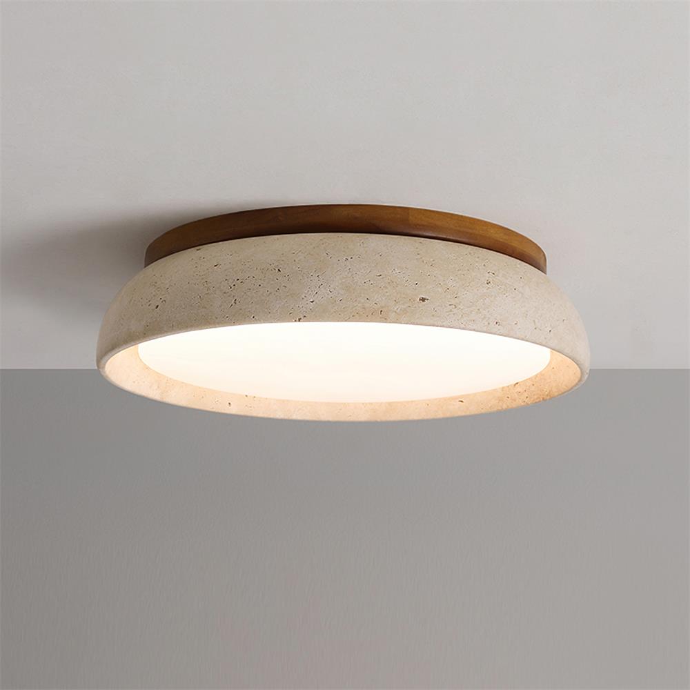 Aureli Wooden Base Ceiling Light — Natural Travertine Finish