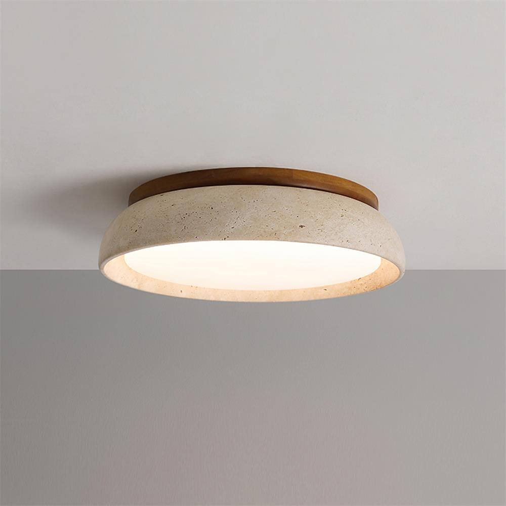 Aureli Wooden Base Ceiling Light — Natural Travertine Finish