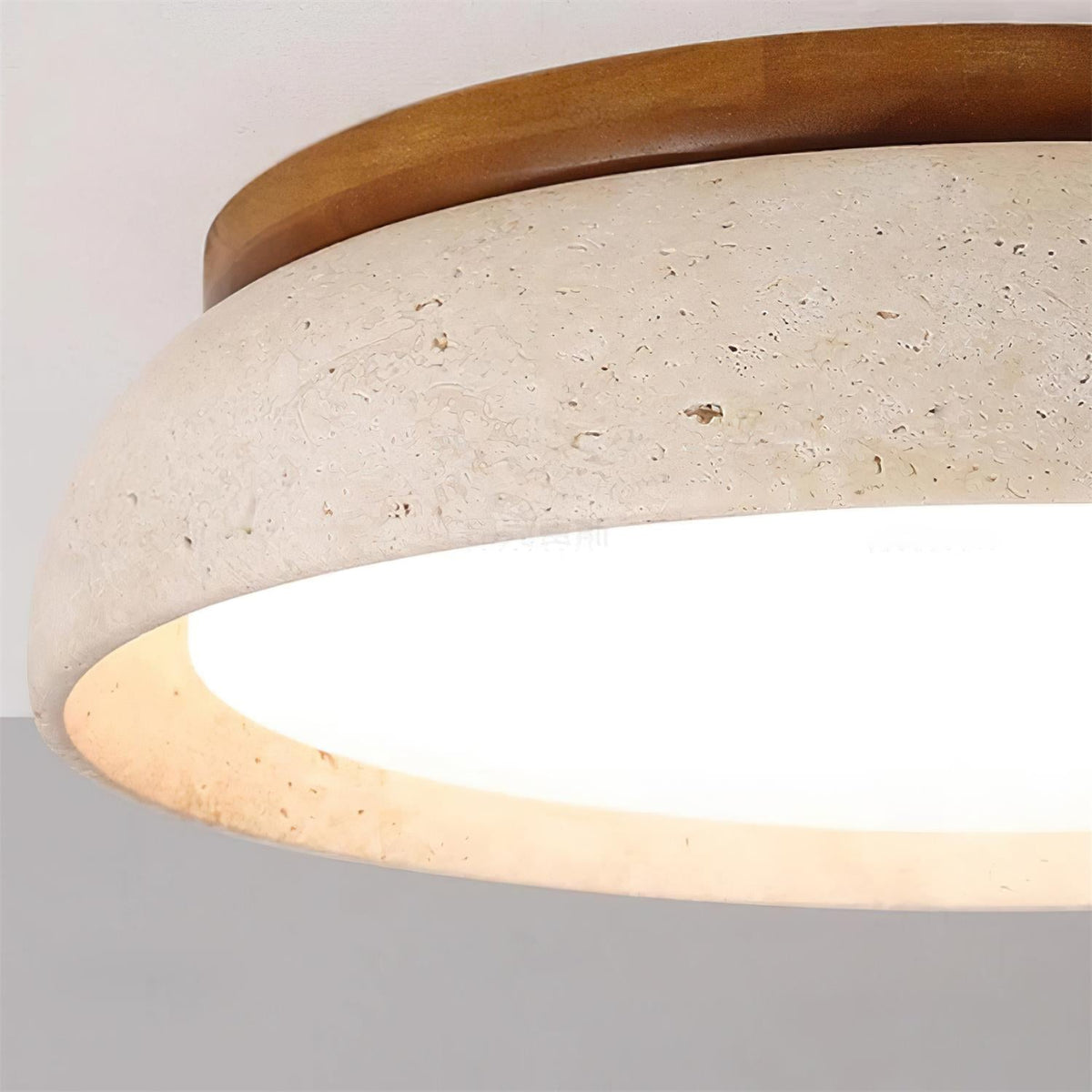 Aureli Wooden Base Ceiling Light — Natural Travertine Finish