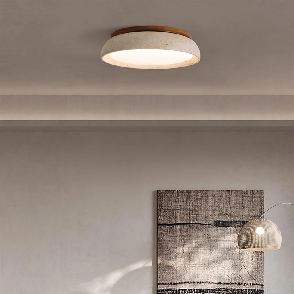 Aureli Wooden Base Ceiling Light — Natural Travertine Finish