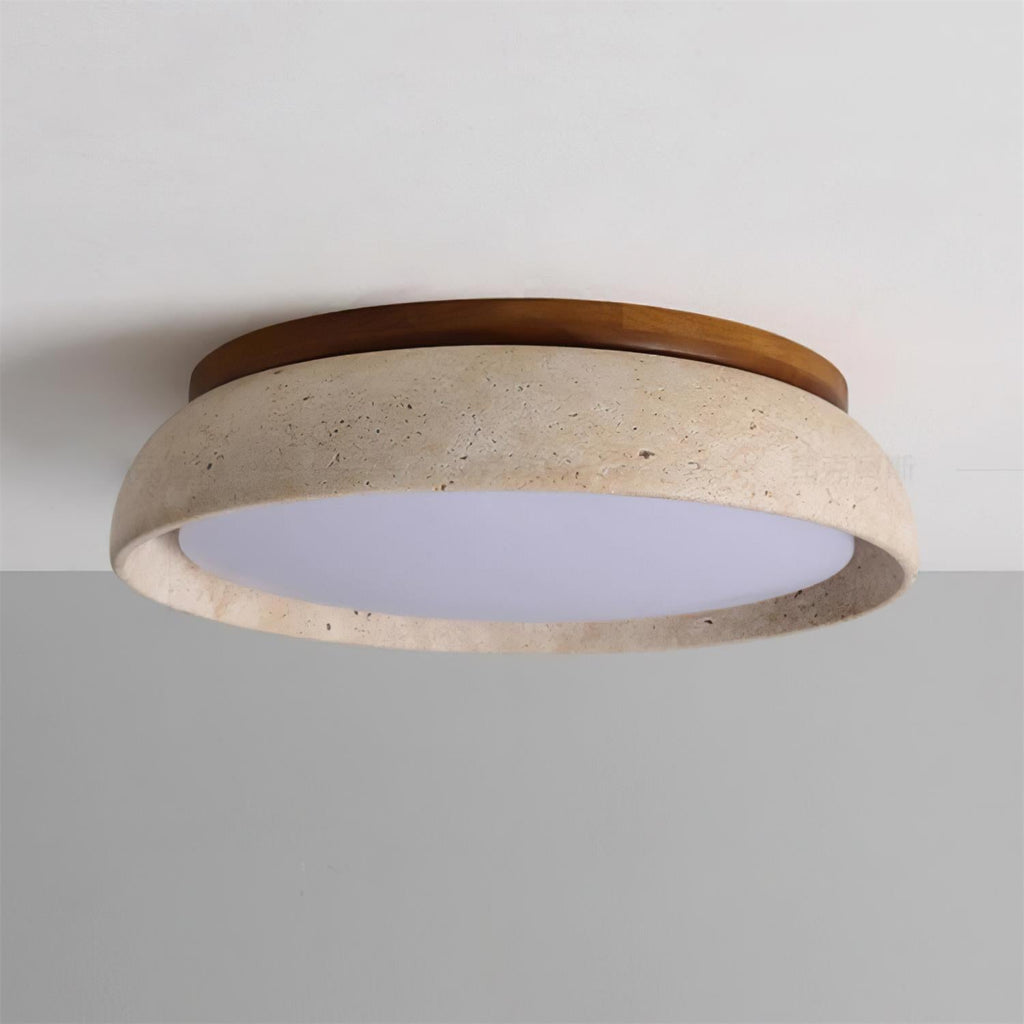 Aureli Wooden Base Ceiling Light — Natural Travertine Finish