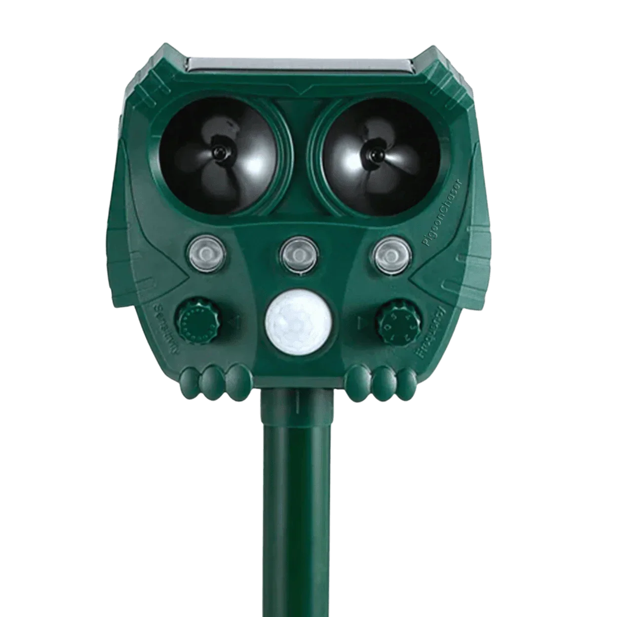Solar Motion Activated Pigeon Deterrent – Ultrasonic Frequency Emitter and Flashing Warning Lights