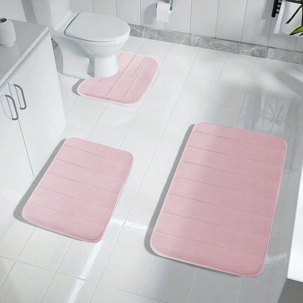 3-Piece Memory Foam Bath Mat Set — Non-Slip, Plush Comfort
