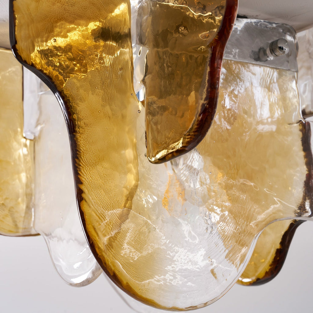 Murano-Style Hand-Blown Glass Ceiling Light — Smoke Gray, Amber and Clear