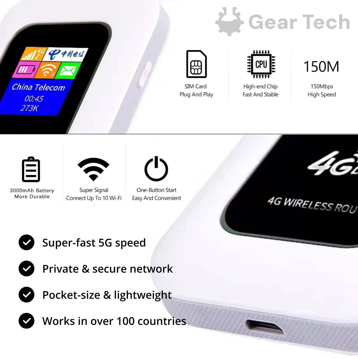 RoamWave 5G Mobiler WLAN-Hotspot — Kompakter mobiler Internet-Router