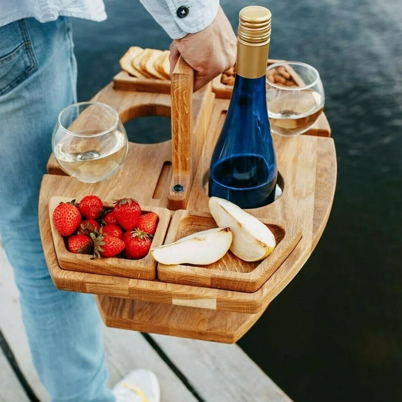 Winenest tragbarer Wein-Picknicktisch aus Holz — faltbares Design