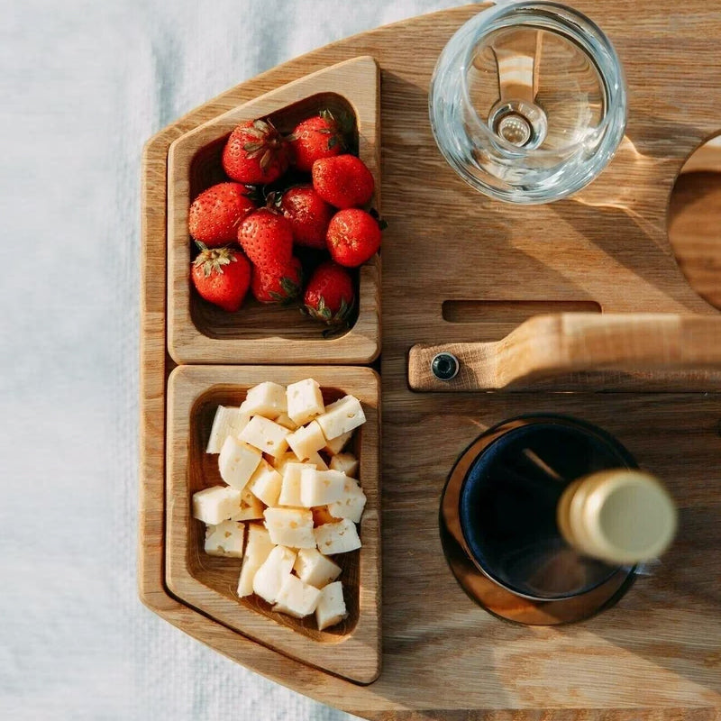 Winenest tragbarer Wein-Picknicktisch aus Holz — faltbares Design