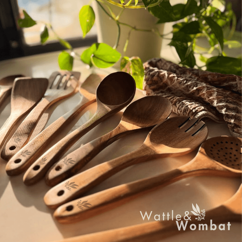 ナチュラルチーク材キッチン用品9点セット