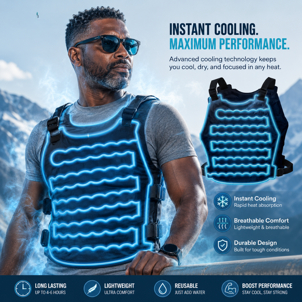 PolarCore Adjustable Ice Vest — Lightweight, Full-Body Cooling