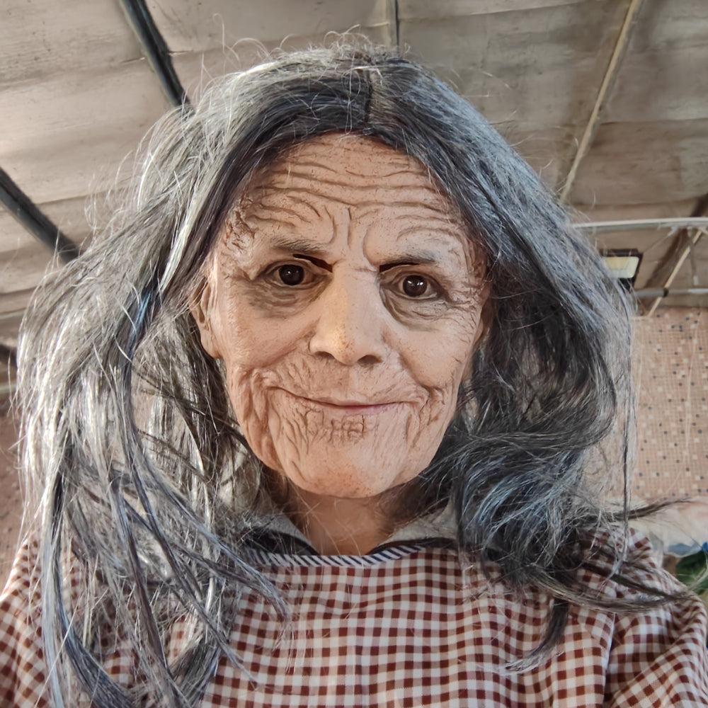 Mască de vrăjitoare bătrână — mască de față cu personaj înfricoșător de Halloween