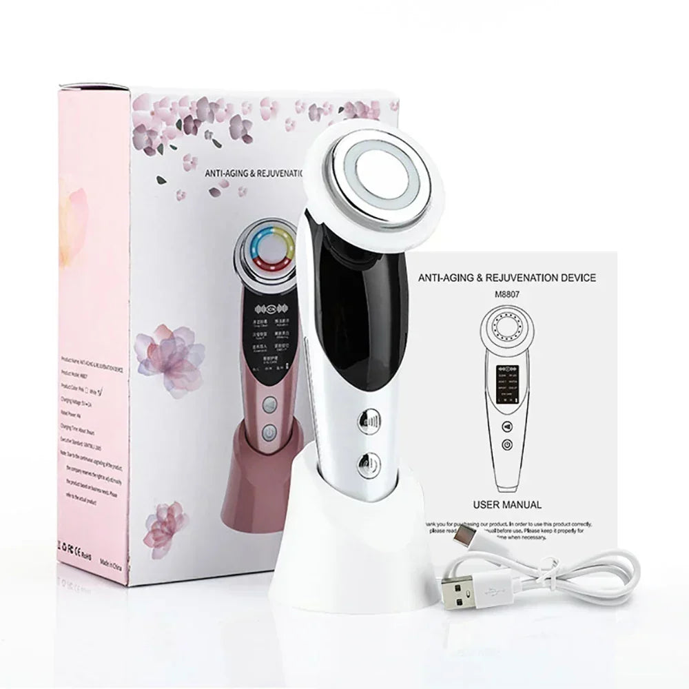 Apparaat voor huidversteviging met radiofrequentie - EMS, LED en massage
