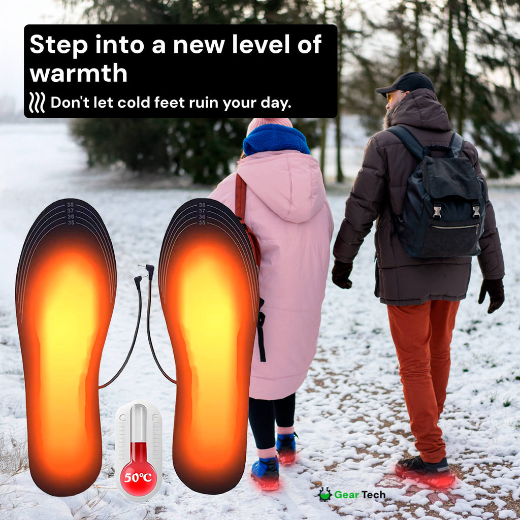 Rechargeable Heated Boot Insoles — Dual Heating Elements, Bulk-Free Fit