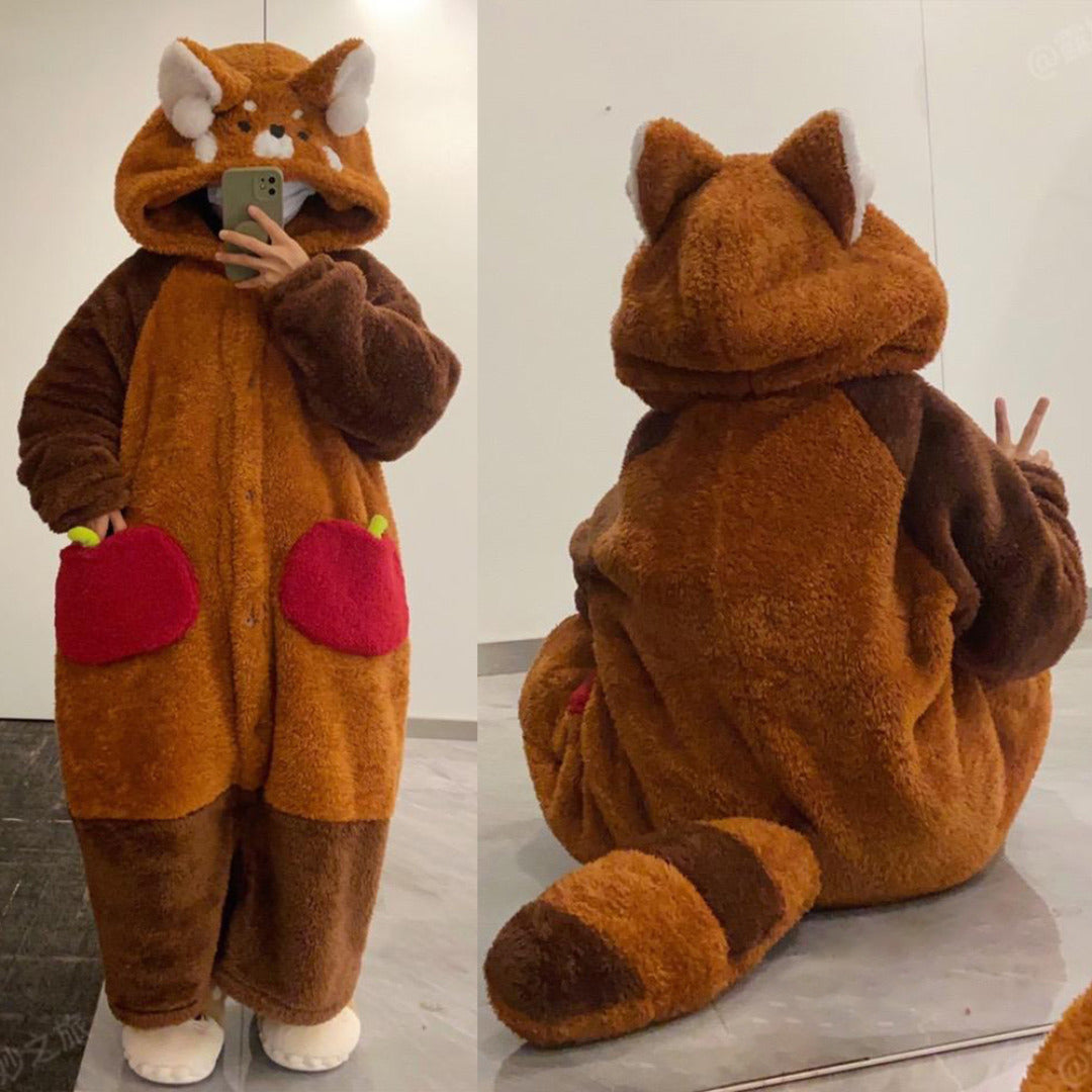 Kawaii vörös panda mintás pizsama — puha, kényelmes hálóruha