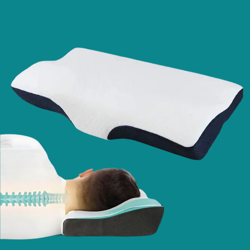 NexaRest Contoured Memory Foam Neck Pillow — Ergonomic Spinal Alignment