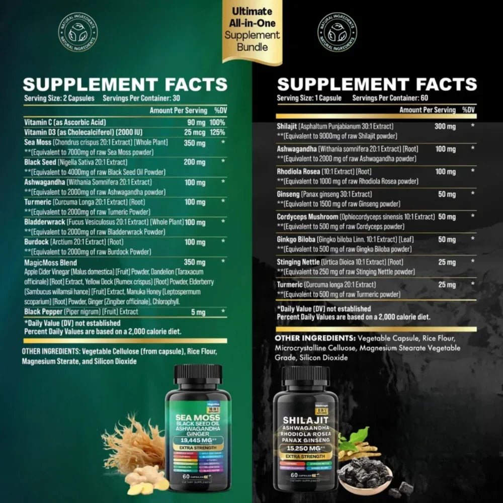 Premium Shilajit & Sea Moss Mineral Bundle: Active Performance & Daily Momentum
