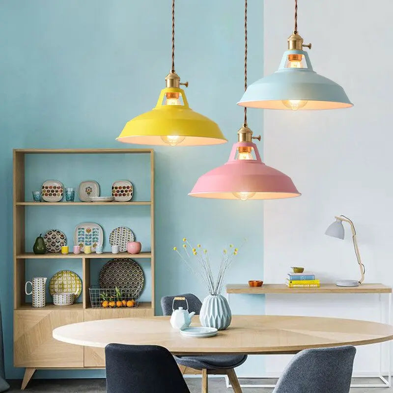 LumaNova Vintage Style Pendant Light In Seven Color Options