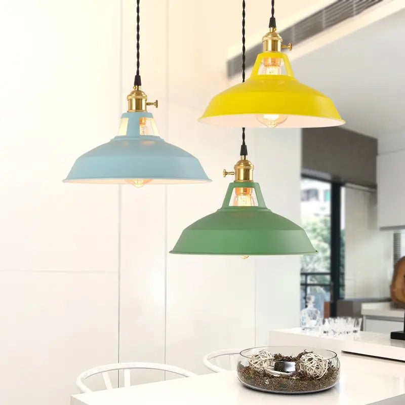 LumaNova Vintage Style Pendant Light In Seven Color Options
