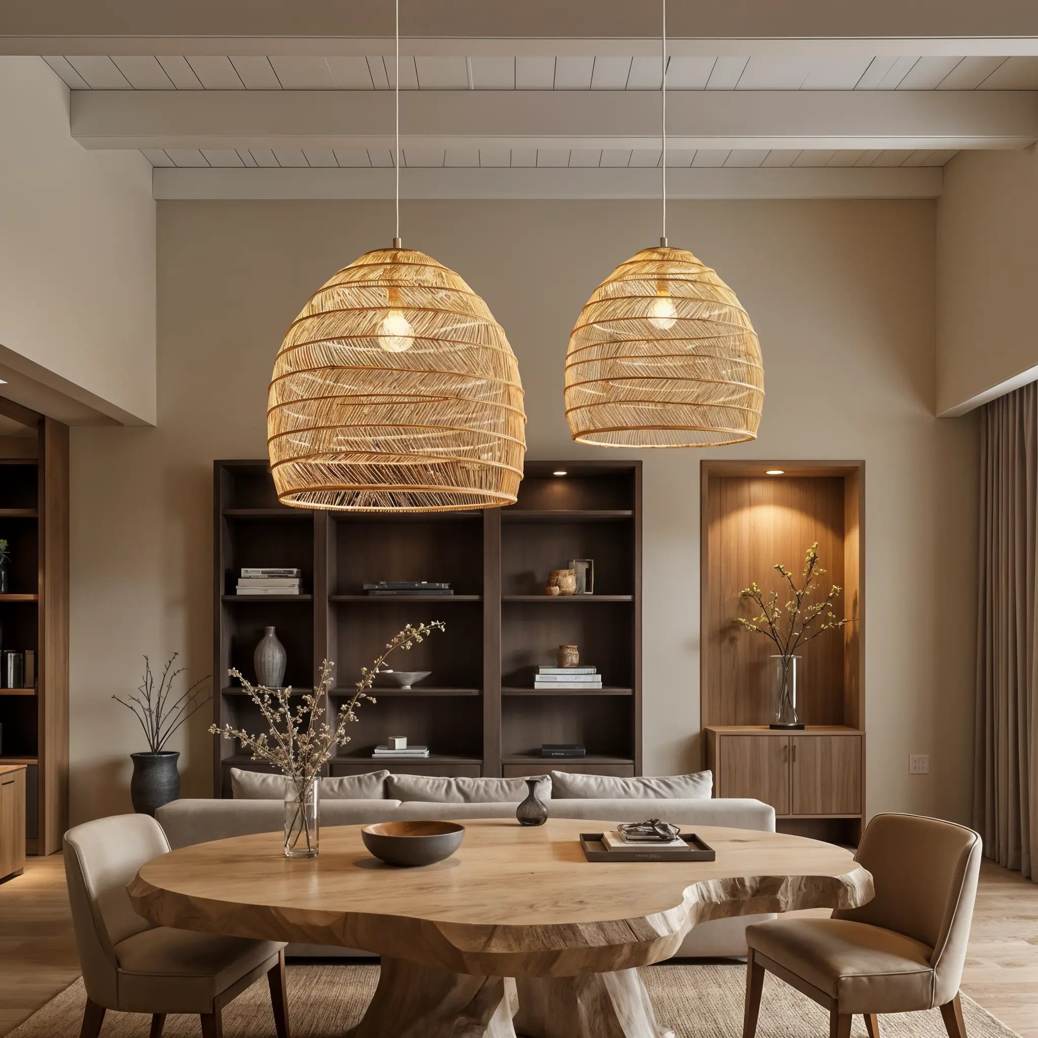 Lyraweave Pendant Light Handwoven Wicker For Dining Areas