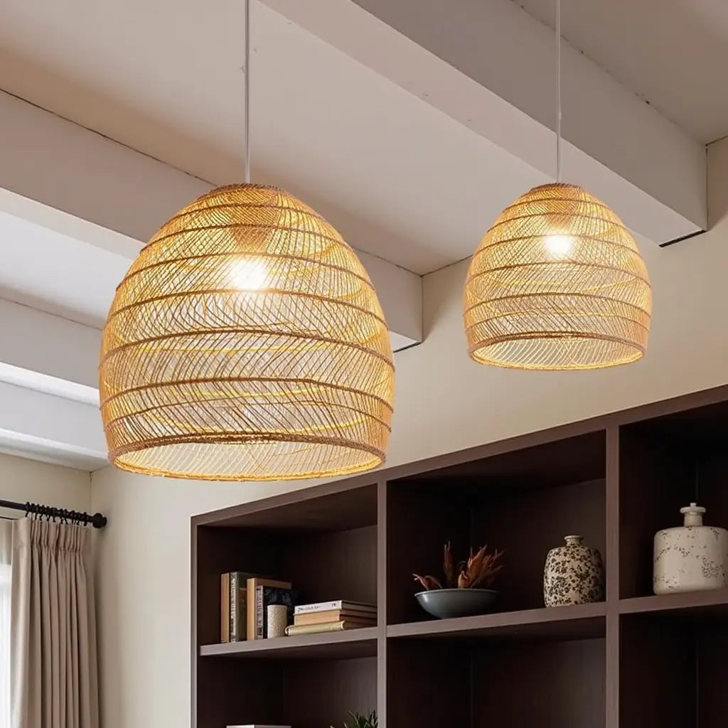 Lyraweave Pendant Light Handwoven Wicker For Dining Areas
