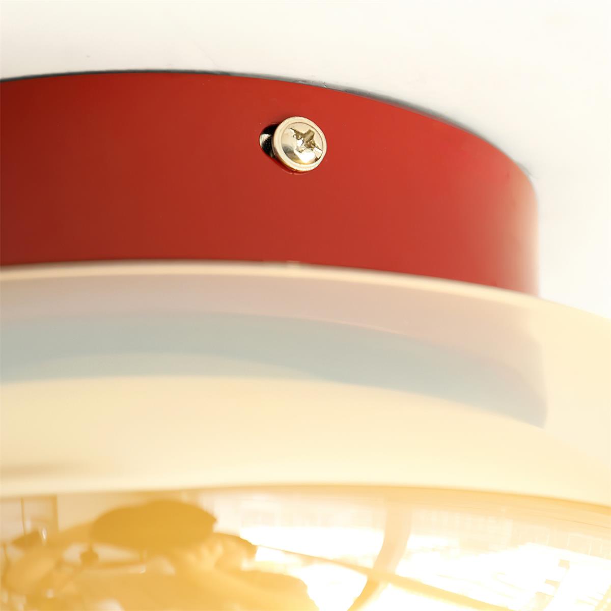 Cognac Glass Ceiling Lamp — Red Accent Ring, Three Color LED, Hardwired Connection