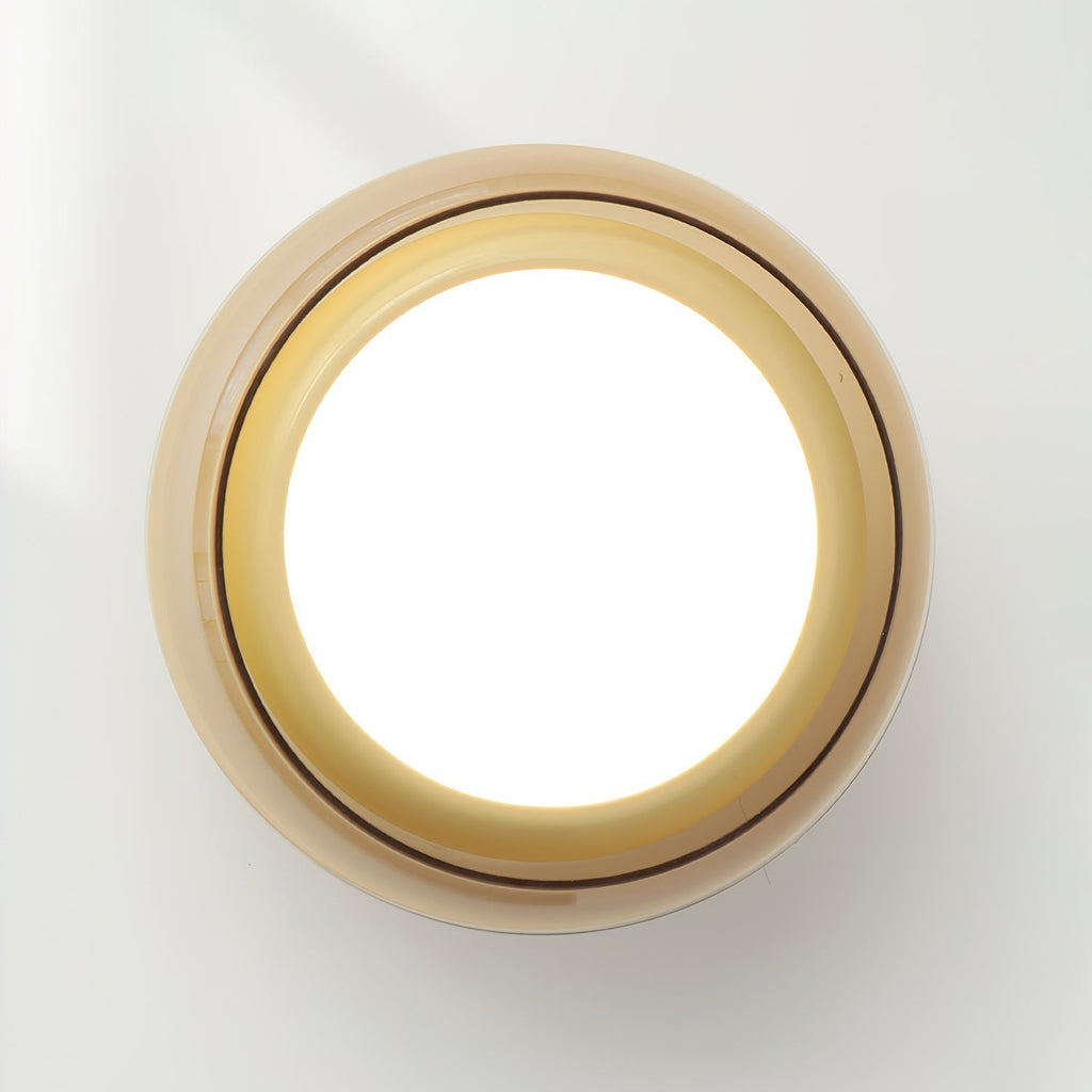 Cognac Glass Ceiling Lamp — Red Accent Ring, Three Color LED, Hardwired Connection