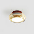 Cognac Glass Ceiling Lamp — Red Accent Ring, Three Color LED, Hardwired Connection