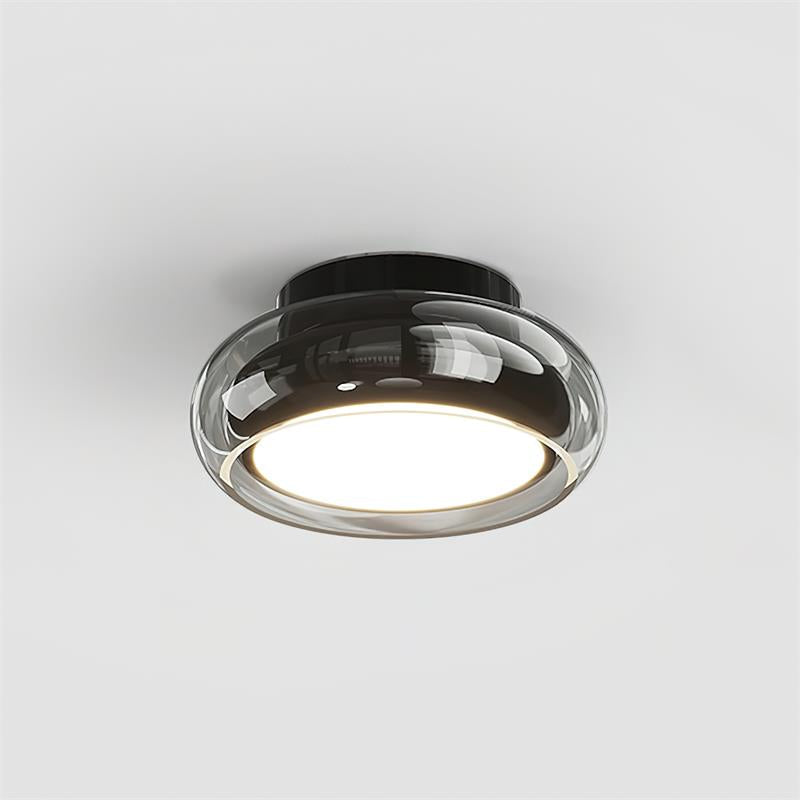 Cognac Glass Ceiling Lamp — Red Accent Ring, Three Color LED, Hardwired Connection