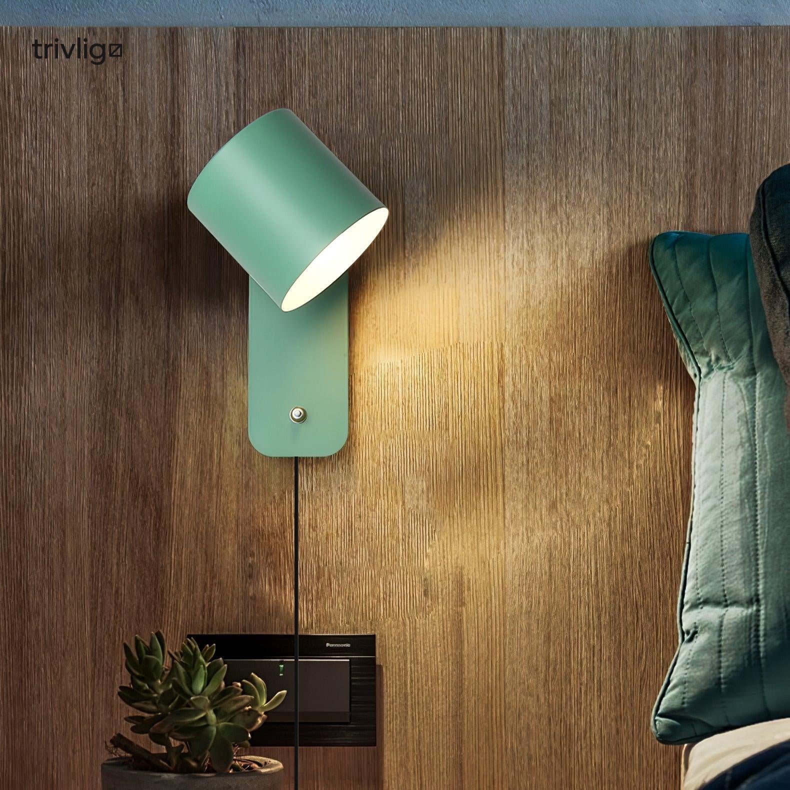 AstraLume Cylindrical Bedside Wall Lamp That Plugs In No Wiring Needed