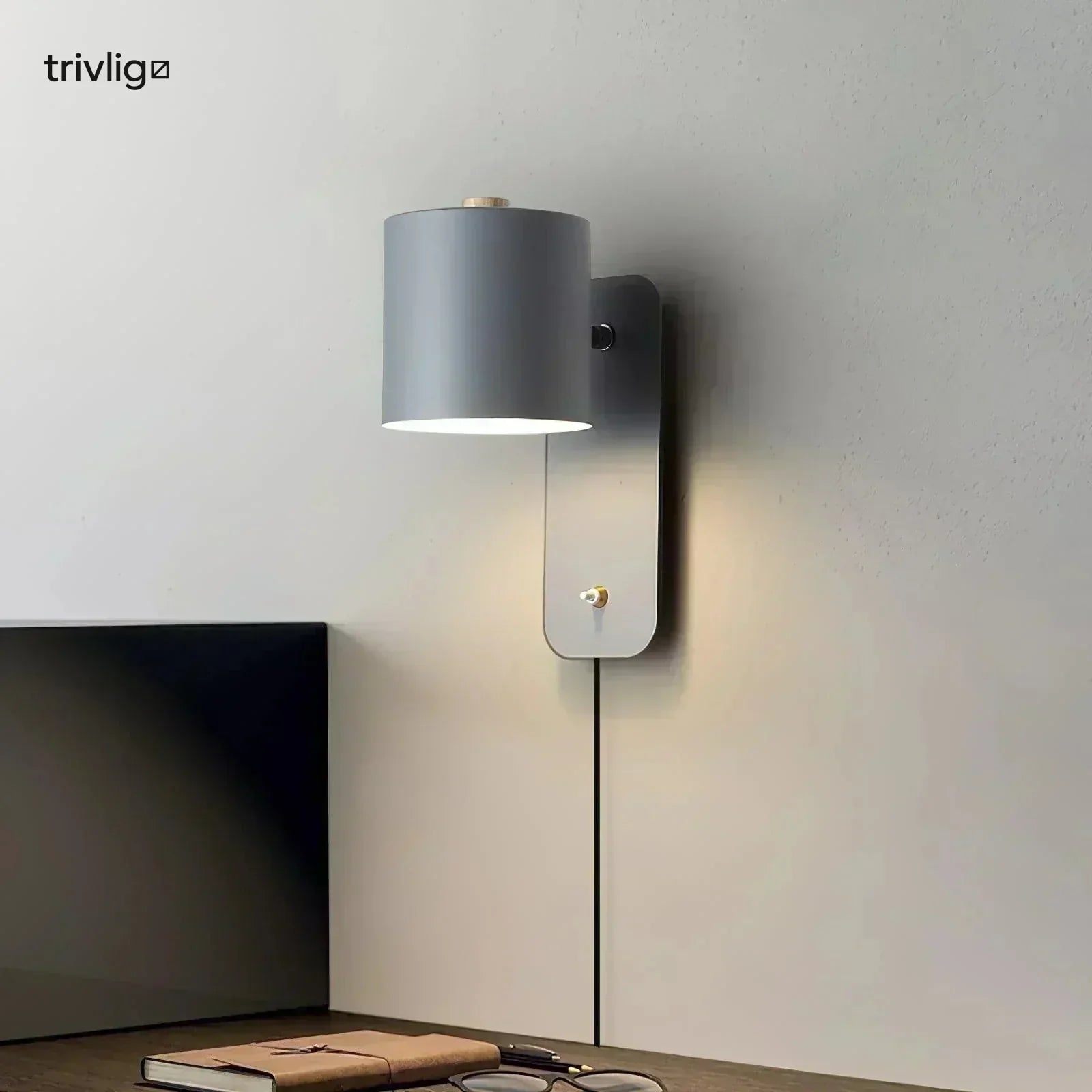 AstraLume Cylindrical Bedside Wall Lamp That Plugs In No Wiring Needed