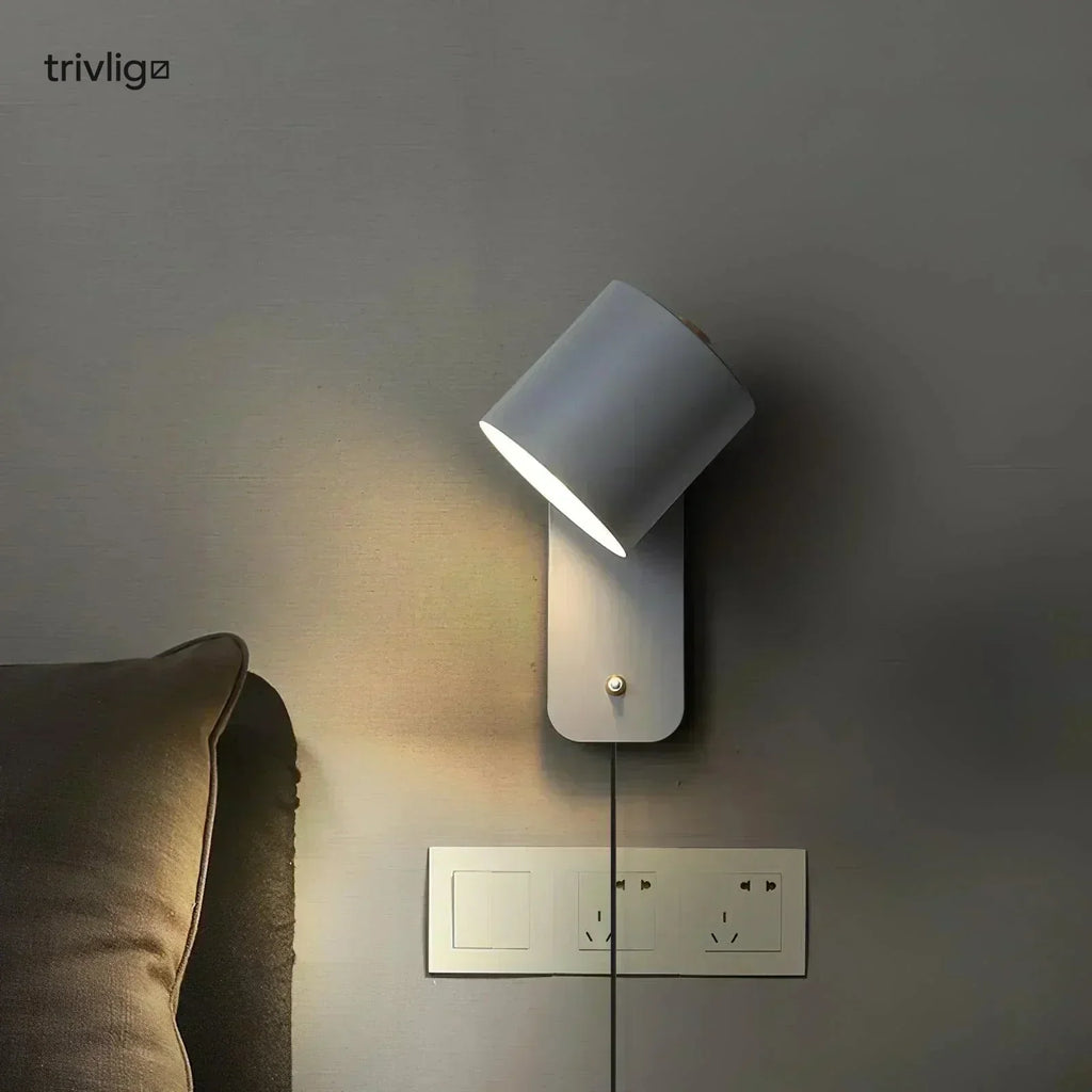 AstraLume Cylindrical Bedside Wall Lamp That Plugs In No Wiring Needed