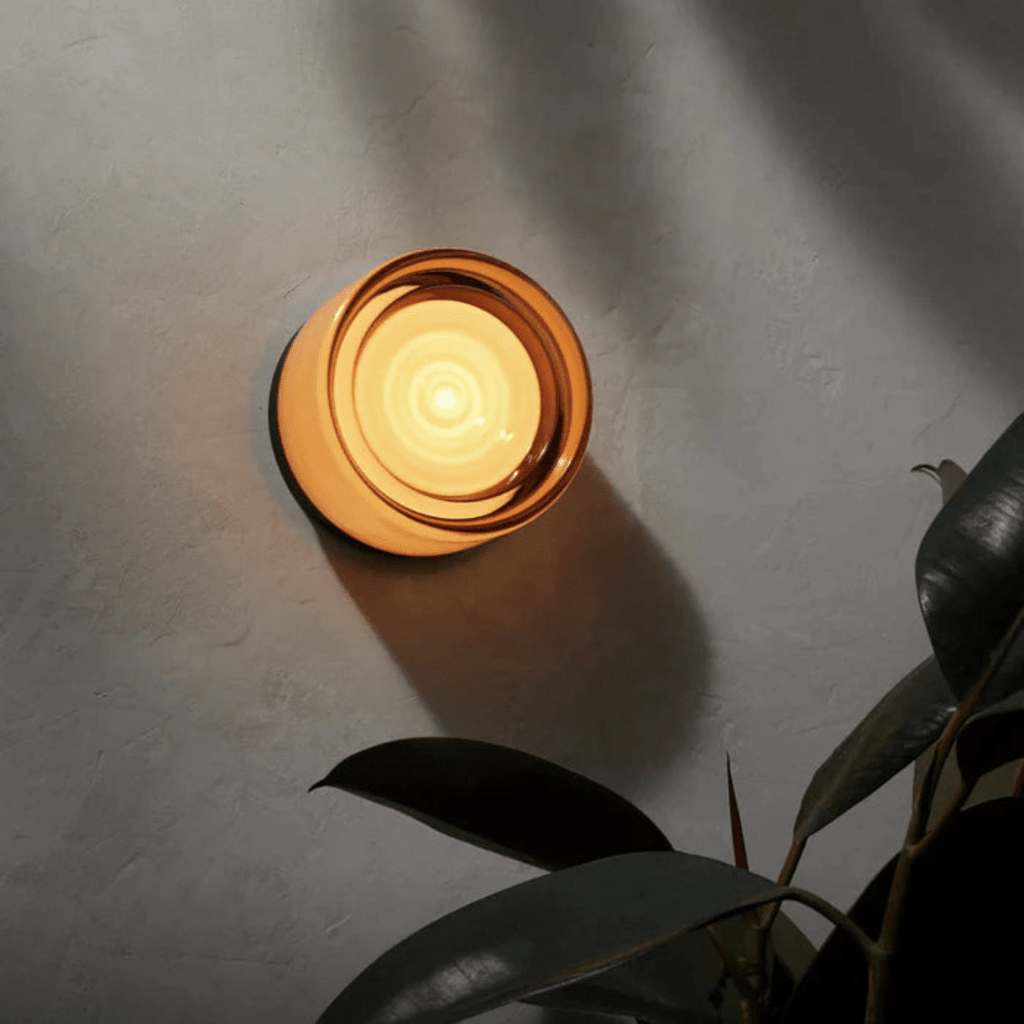 Okrągła szklana lampa ścienna LED z jednym źródłem światła — kompaktowa obudowa