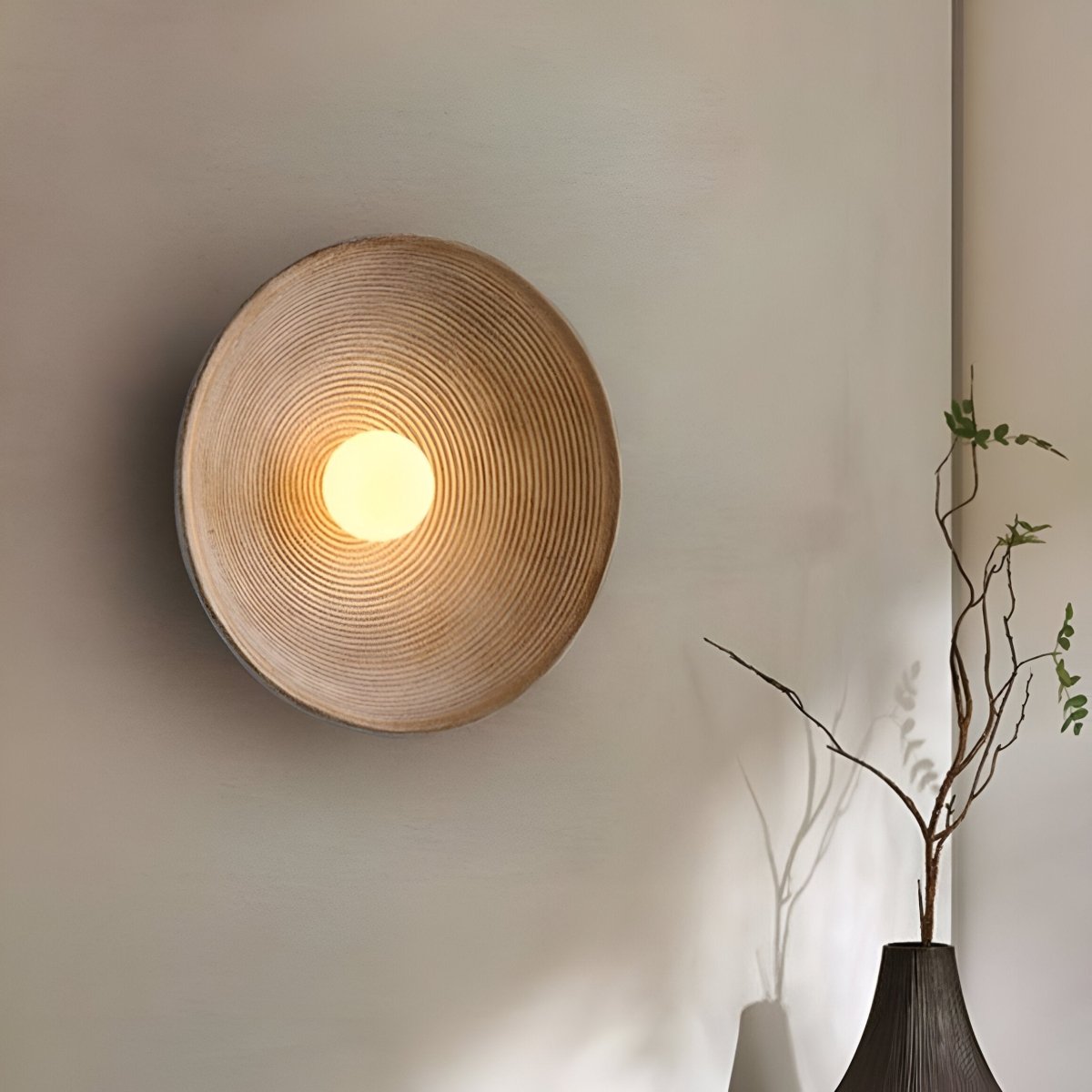 مصباح جداري LED دائري بإضاءة واحدة، بهيكل من الراتنج بتصميم خزفي ريترو