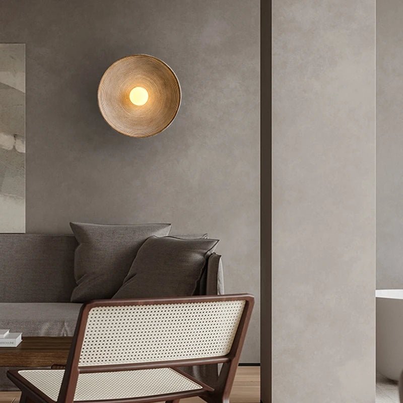 مصباح جداري LED دائري بإضاءة واحدة، بهيكل من الراتنج بتصميم خزفي ريترو