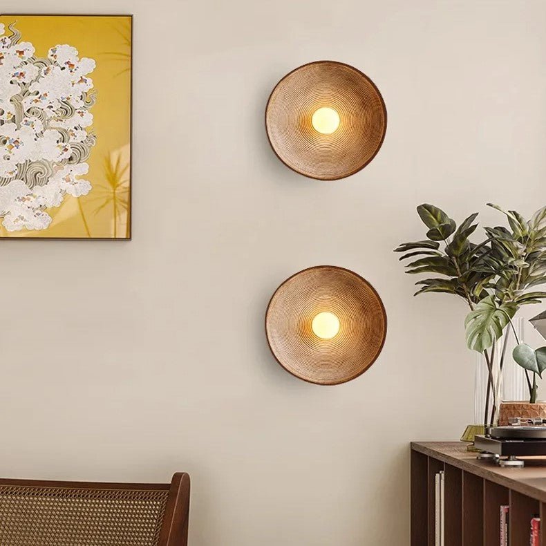 مصباح جداري LED دائري بإضاءة واحدة، بهيكل من الراتنج بتصميم خزفي ريترو