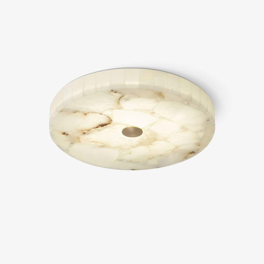 Alabaster LED Ceiling Light — White and Gold, Round Shallow 5cm Design