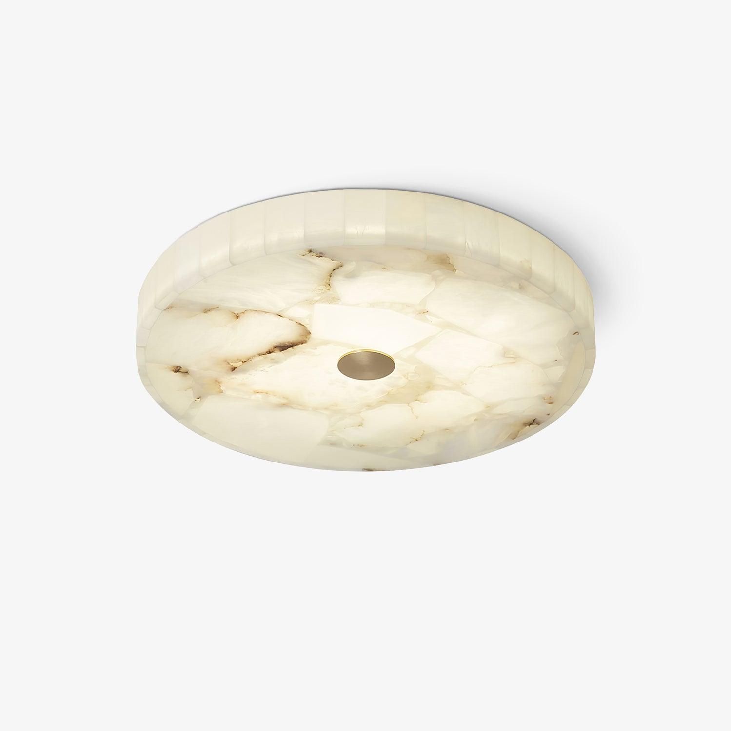 Alabaster LED Ceiling Light — White and Gold, Round Shallow 5cm Design
