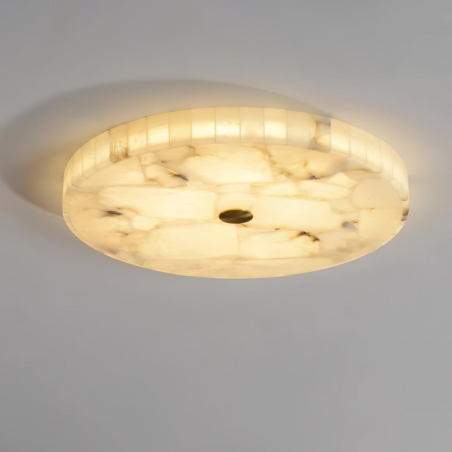 Alabaster LED Ceiling Light — White and Gold, Round Shallow 5cm Design