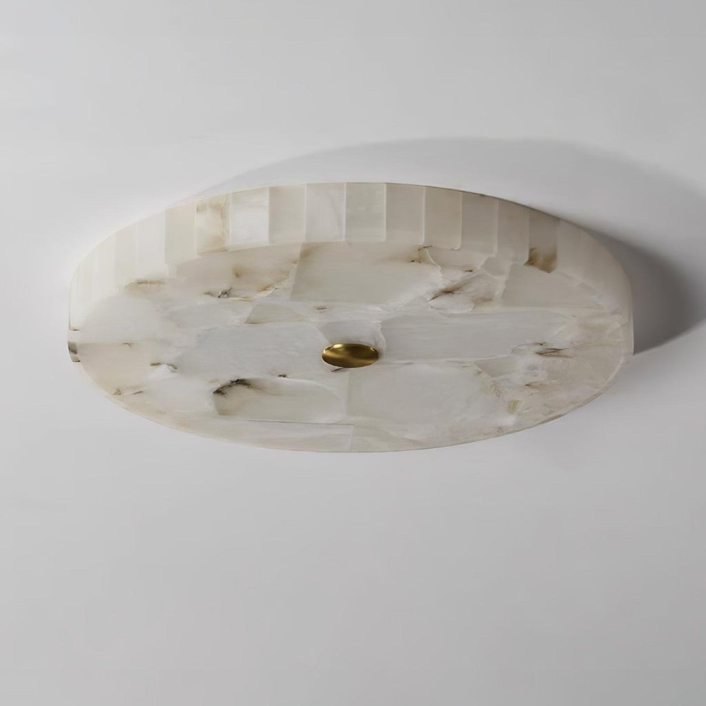 Alabaster LED Ceiling Light — White and Gold, Round Shallow 5cm Design