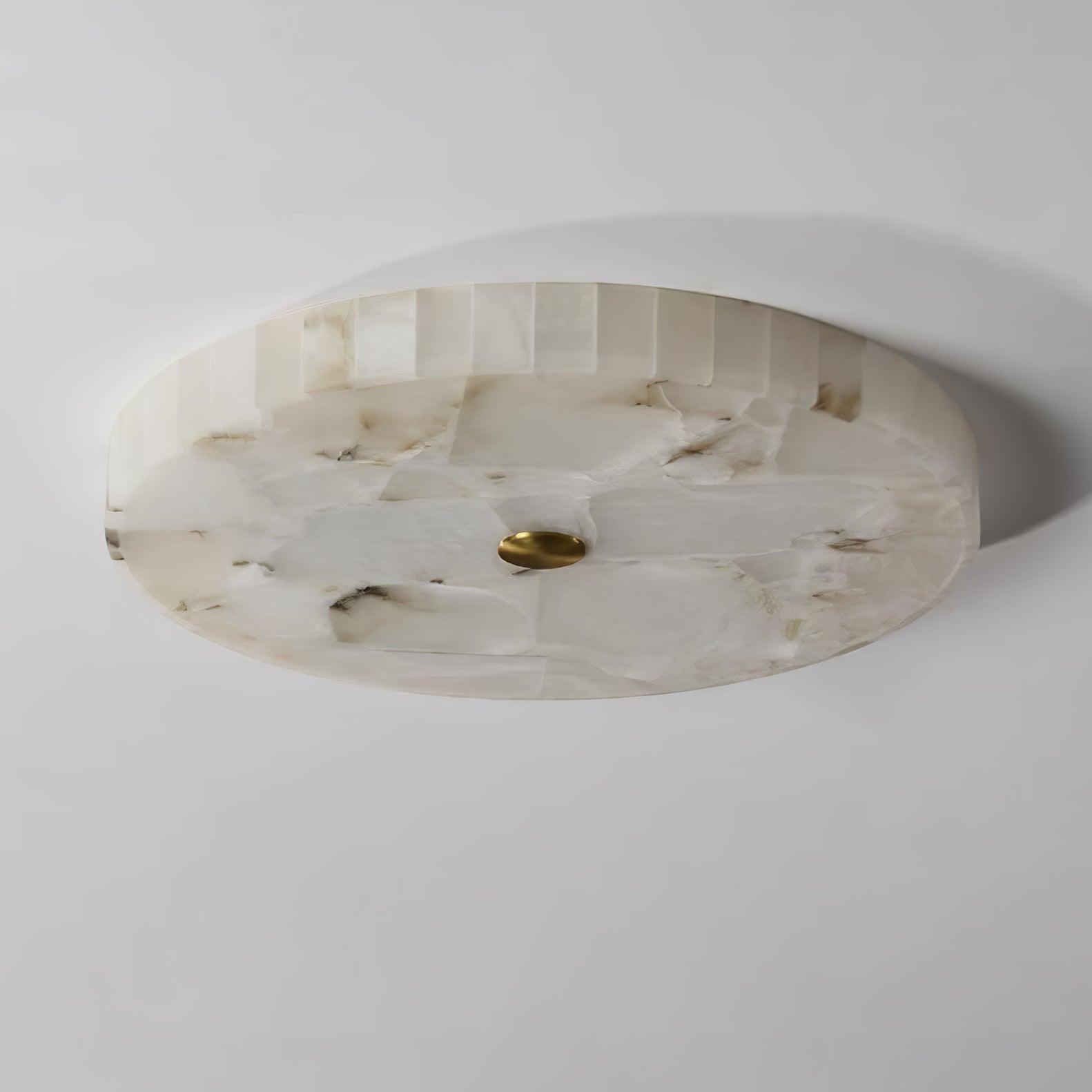 Alabaster LED Ceiling Light — White and Gold, Round Shallow 5cm Design