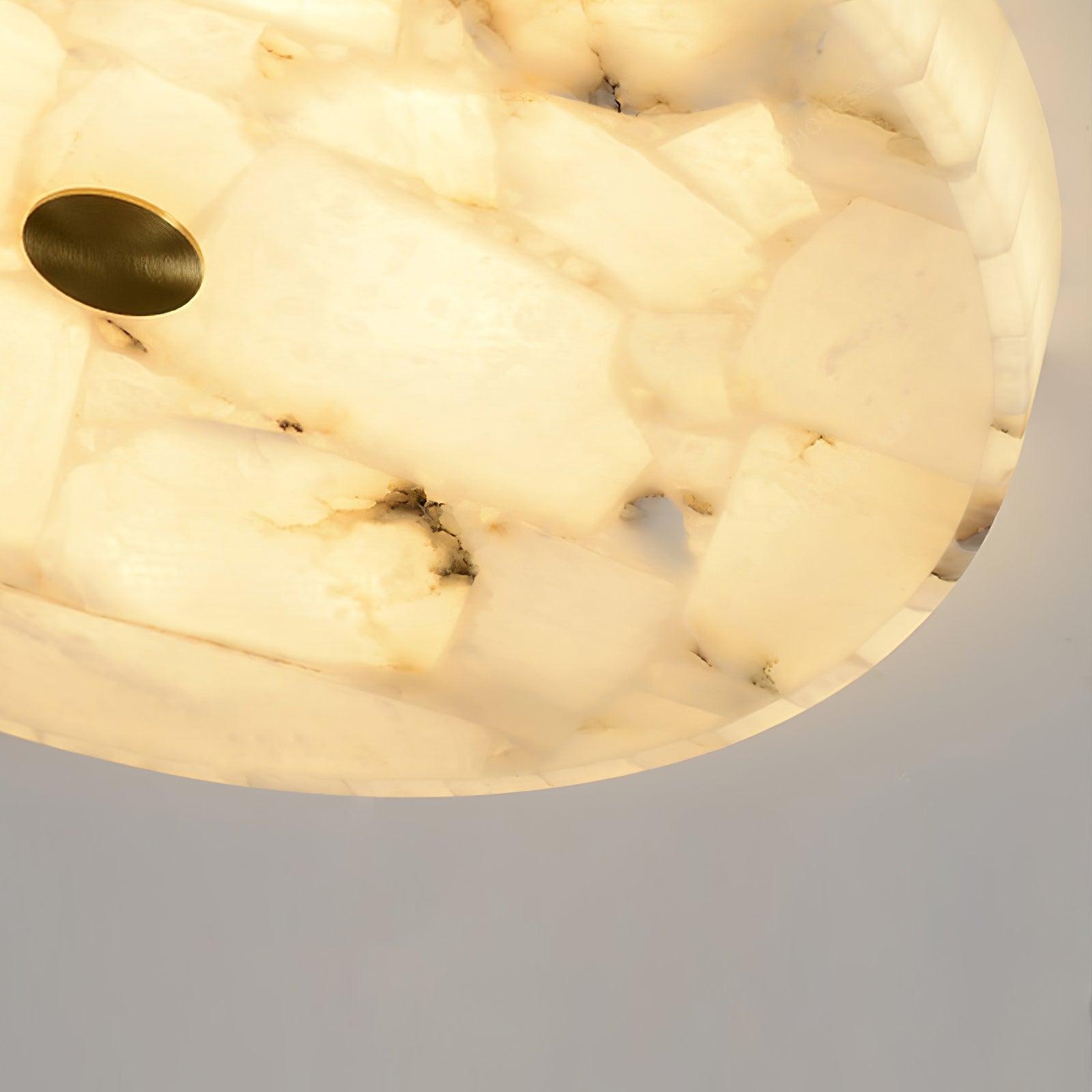 Alabaster LED Ceiling Light — White and Gold, Round Shallow 5cm Design