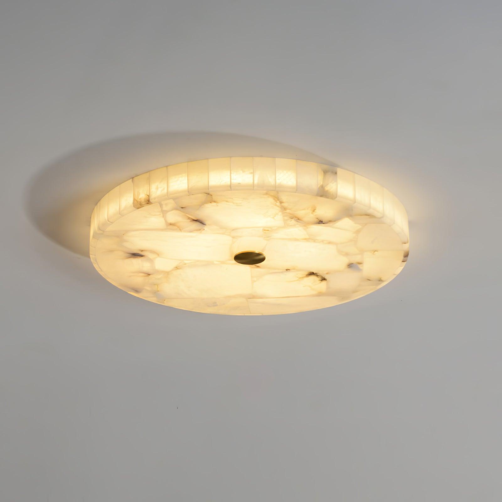 Alabaster LED Ceiling Light — White and Gold, Round Shallow 5cm Design