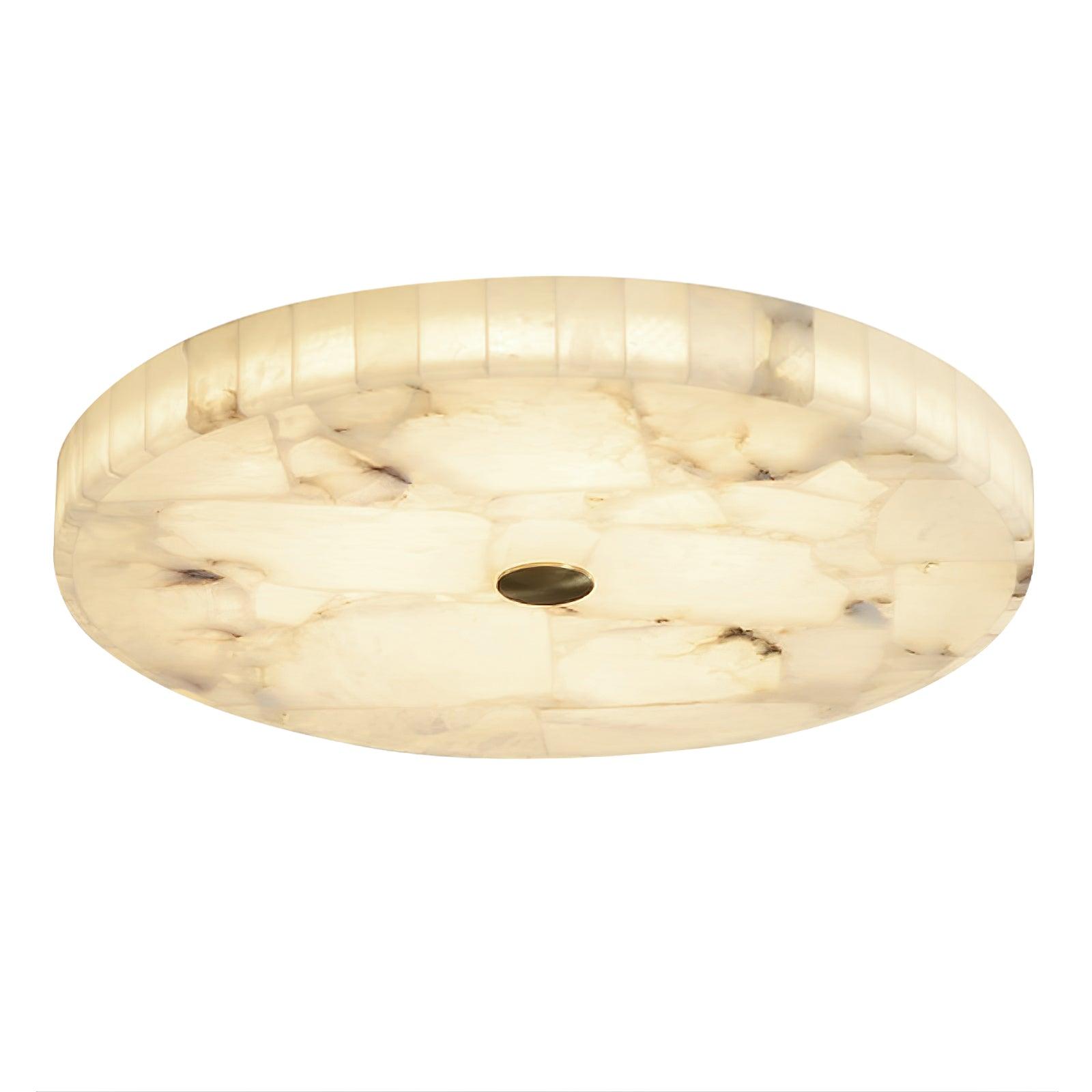 Alabaster LED Ceiling Light — White and Gold, Round Shallow 5cm Design